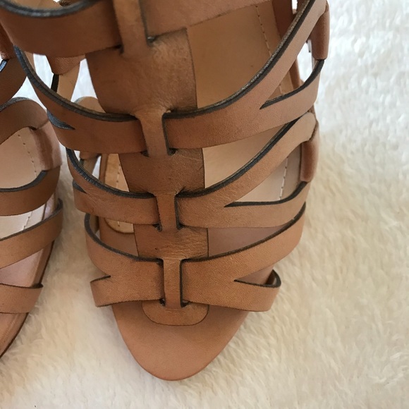 Shultz Tan Leather Open Toe Heels - Picture 7 of 10